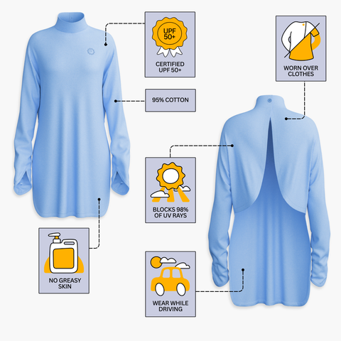 Sun Smock UPF 50+ Driving Top with Gloves + Thigh Coverage