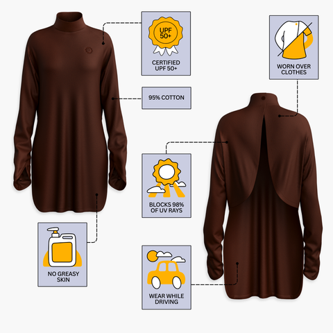 Sun Smock UPF 50+ Driving Top with Gloves + Thigh Coverage