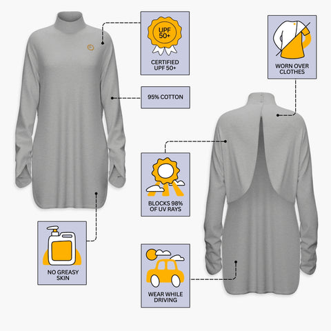 Sun Smock UPF 50+ Driving Top with Gloves + Thigh Coverage