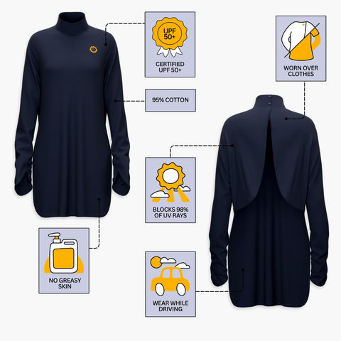 Sun Smock UPF 50+ Driving Top with Gloves + Thigh Coverage