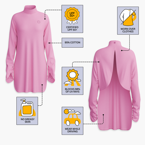 Sun Smock UPF 50+ Driving Top with Gloves + Thigh Coverage