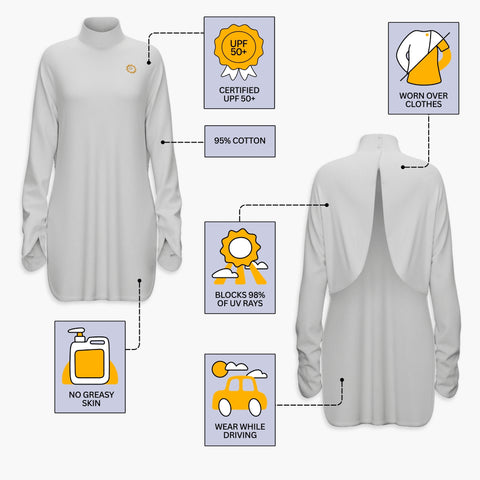 Sun Smock UPF 50+ Driving Top with Gloves + Thigh Coverage